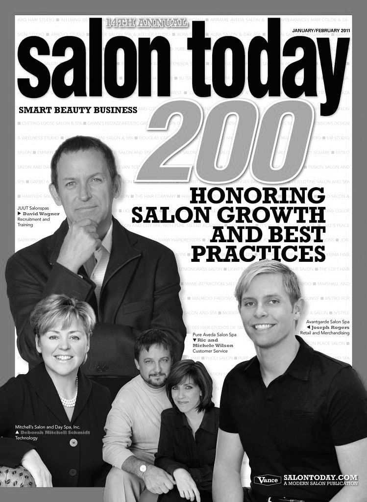 Magazine cover featuring honorees of "Salon Today 200" for salon growth and best practices.