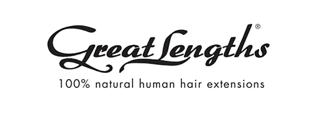 Great Lengths logo with text: 100% natural human hair extensions.